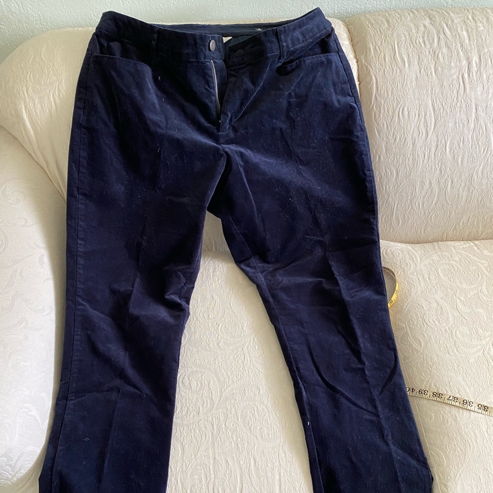 Navy uncut corduroy mid rise pants/jeans